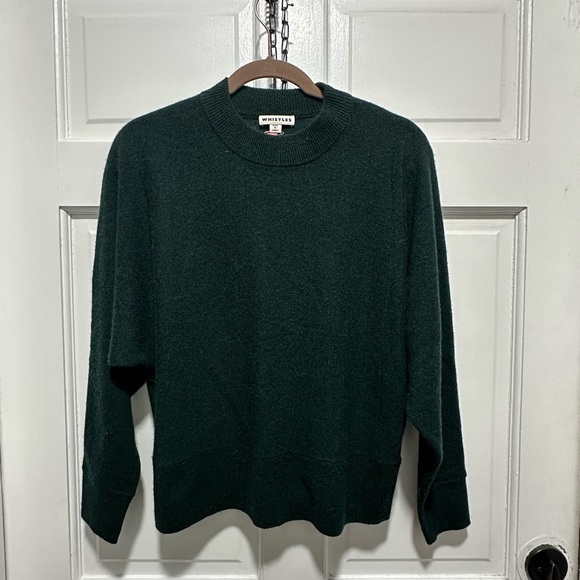 Whistles Dark Green Crew Neck 100% Cashmere Sweater Size Small EUC - Picture 2 of 6